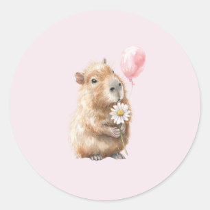 Sticker Rond Anniversaire de capybara