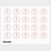 Sticker Rond Anniversaire de chiot préparé en carreaux roses (Feuille)
