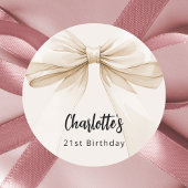 Sticker Rond Anniversaire de crème beige bow