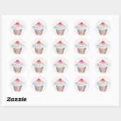 Sticker Rond Anniversaire de Cupcake (Feuille)
