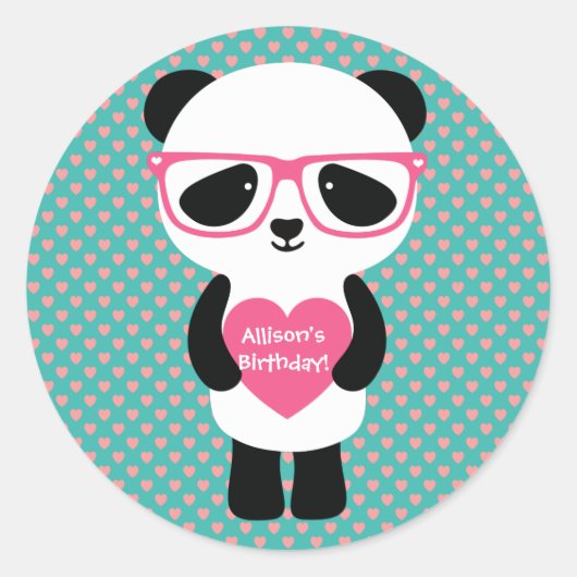 Sticker Rond Anniversaire de Cute Panda (Devant)