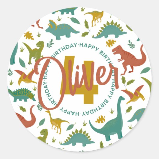 Sticker Rond Anniversaire de Dinosaur (Devant)