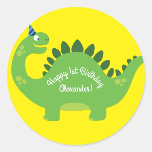 Sticker Rond Anniversaire de Dinosaur (Devant)