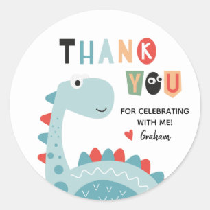 Sticker Rond Anniversaire de Dinosaur Merci