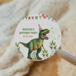 Sticker Rond Anniversaire de dinosaure