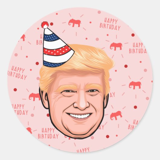 STICKER ROND ANNIVERSAIRE DE DONALD TRUMP (Devant)