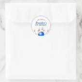 Sticker Rond Anniversaire de enfant amusant Red et Blue Bowling (Sac)