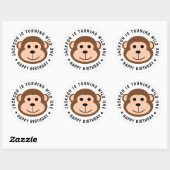 Sticker Rond Anniversaire de enfant animal Wild Monkey Jungle S (Feuille)