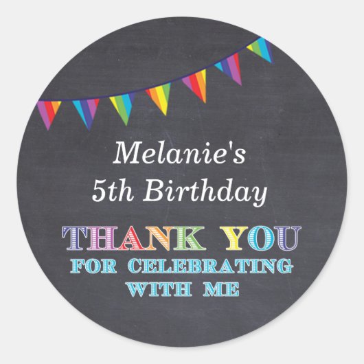 Sticker Rond Anniversaire de enfant chalkboard collants de bunt (Devant)