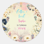 Sticker Rond Anniversaire de enfant d'aquarelle de jardin de fé (Devant)