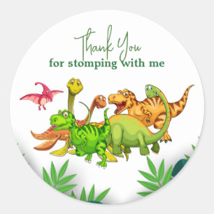 Sticker Rond Anniversaire de enfant d'aventure Dinosaur Jungle 