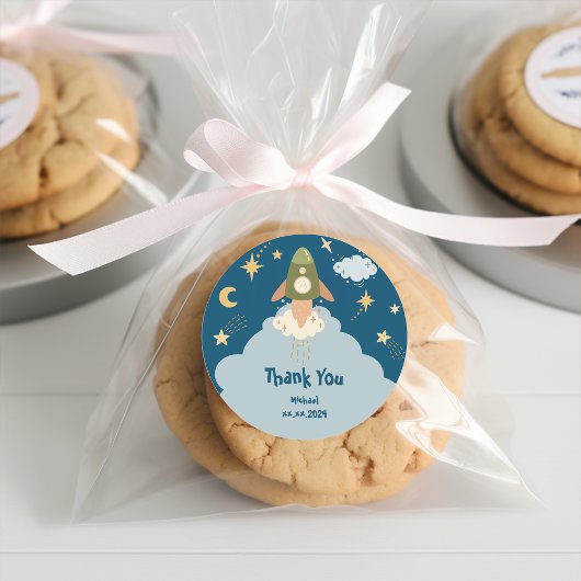 Sticker Rond Anniversaire de enfant d'aventure spatiale