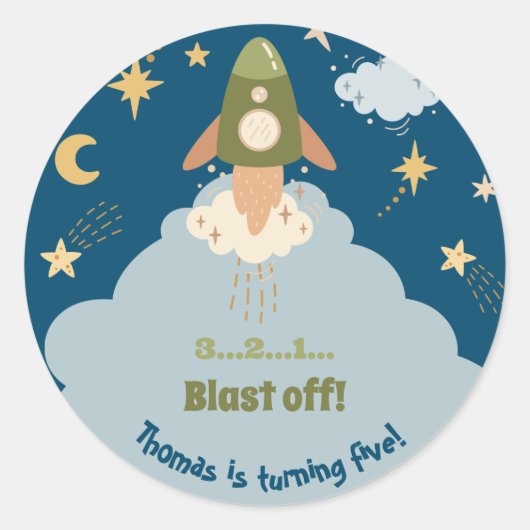 Sticker Rond Anniversaire de enfant d'aventure spatiale (Devant)