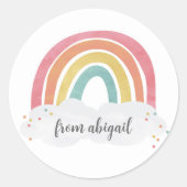 Sticker Rond Anniversaire de enfant de calligraphie arc-en-ciel (Devant)