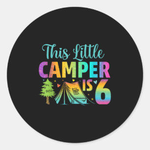 Sticker Rond Anniversaire de enfant de camping 6 ans Camping 6e