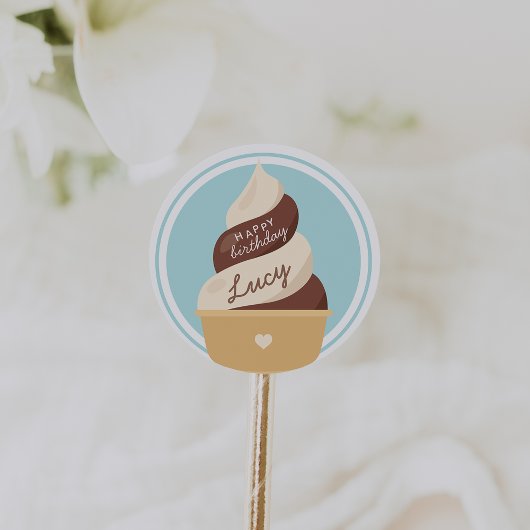 Sticker Rond Anniversaire de enfant de crème glacée à la vanill