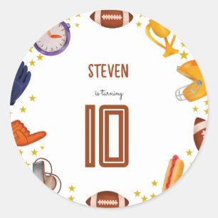 Sticker Rond Anniversaire de enfant de football américain