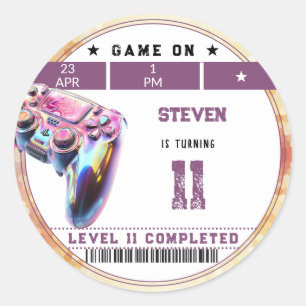 Sticker Rond Anniversaire de enfant de jeux vidéo