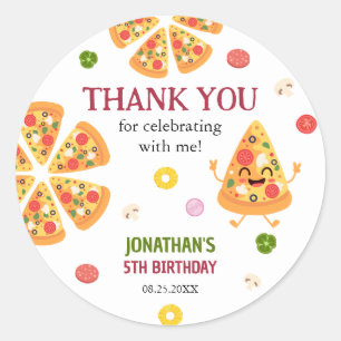 Sticker Rond Anniversaire de enfant de la fête de la pizza colo
