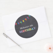 Sticker Rond Anniversaire de enfant de la partie chalkboard aut (Enveloppe)