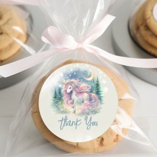 Sticker Rond Anniversaire de enfant de licorne lunatique magiqu