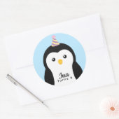 Sticker Rond Anniversaire de enfant de pingouin mignon (Enveloppe)