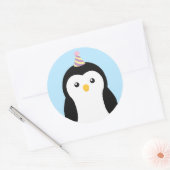 Sticker Rond Anniversaire de enfant de pingouin mignon (Enveloppe)