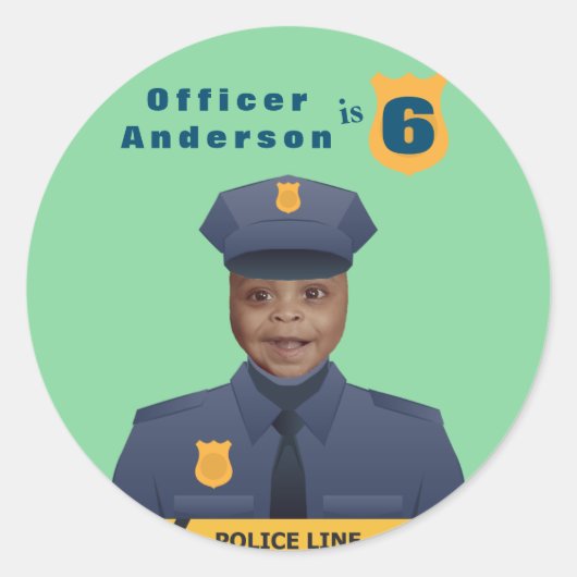 Sticker Rond Anniversaire de enfant de police (Devant)