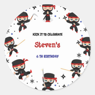 Sticker Rond Anniversaire de enfant de style Ninja