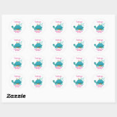 Sticker Rond Anniversaire de enfant de tortue cool et de dessin (Feuille)