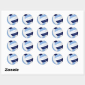 Sticker Rond anniversaire de enfant de volley-ball bleu bleu ma (Feuille)