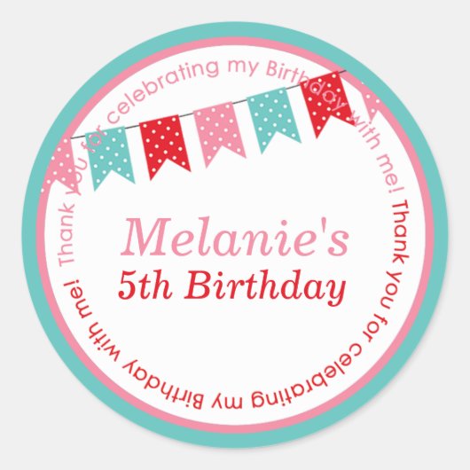 Sticker Rond Anniversaire de enfant parti do-it-yourself collan (Devant)
