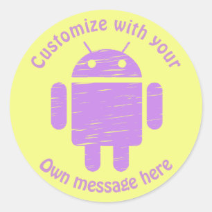 Sticker Rond Anniversaire de enfant personnalisé Purple Robot