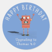 Sticker Rond Anniversaire de enfant robot Red 3D (Devant)