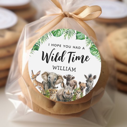 Sticker Rond Anniversaire de enfant Safari Merci