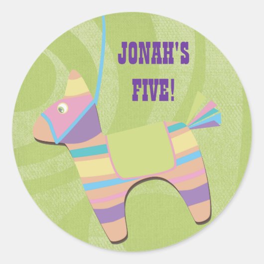 Sticker Rond Anniversaire de enfant traditionnel de Fiesta Pina (Devant)