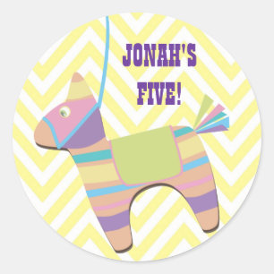 Sticker Rond Anniversaire de enfant traditionnel de Pinata de