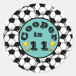 Sticker Rond Anniversaire de football bleu