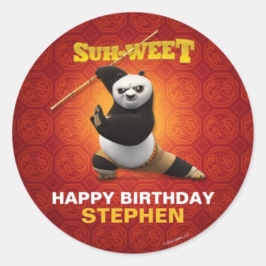 Sticker Rond Anniversaire De Guerrier Du Panda Po De Kung Fu Zazzle Be