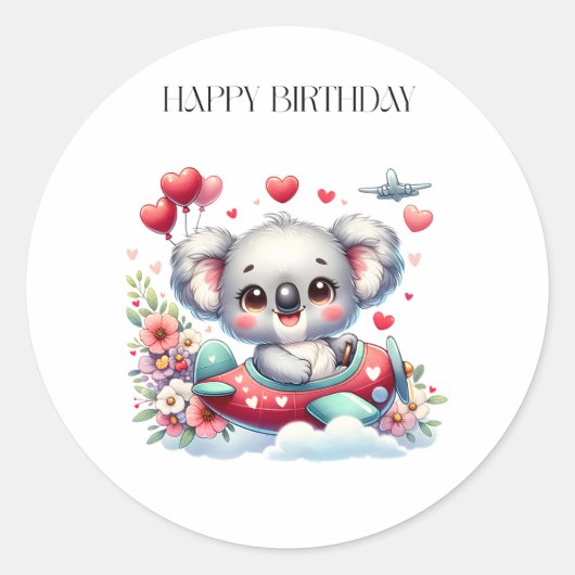 Sticker Rond Anniversaire de Koala Pilote (Devant)