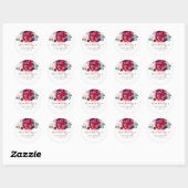 Sticker Rond Anniversaire de la Bourgogne rouge et rose (Feuille)