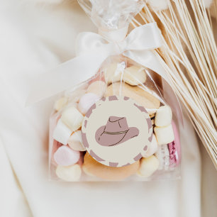 Sticker Rond Anniversaire de la cow-girl rose du sud