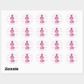 Sticker Rond Anniversaire de la fille de la grenouille violette (Feuille)