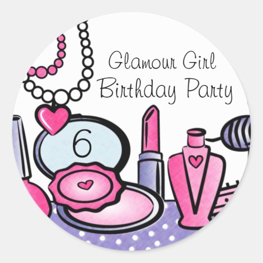 Sticker Rond Anniversaire de la fille glamour (pd) (Devant)