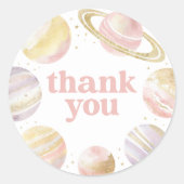 Sticker Rond Anniversaire de la fille rose de l'espace extra-at (Devant)