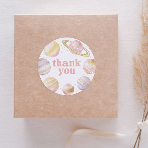 Sticker Rond Anniversaire de la fille rose de l'espace extra-at