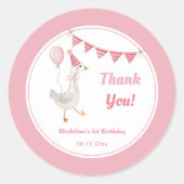 Sticker Rond Anniversaire de la fille rose d'Oie sotte (Devant)