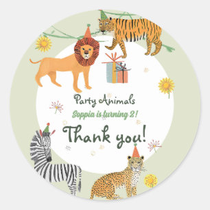 Sticker Rond Anniversaire de la jungle sauvage