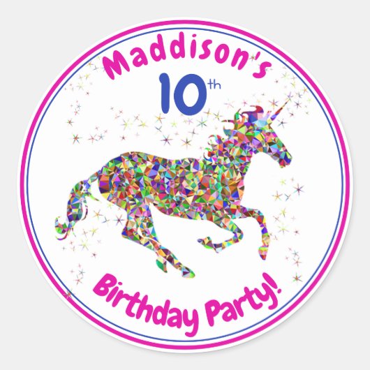 Sticker Rond Anniversaire de la licorne (Devant)