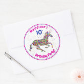 Sticker Rond Anniversaire de la licorne (Enveloppe)